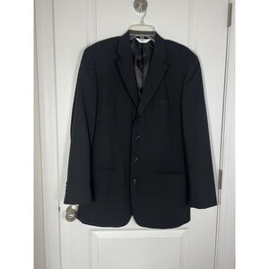 Versini Men's Single Breasted Black 100% Wool Blazer Size 40 Long